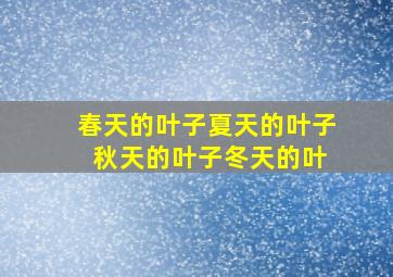 春天的叶子夏天的叶子 秋天的叶子冬天的叶